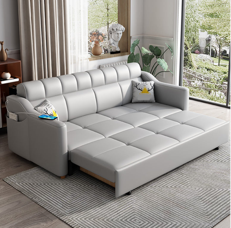 Contemporary Sofa Bed Gray with Storage Cushion Back Upholstered Futon Sleeper Sofa