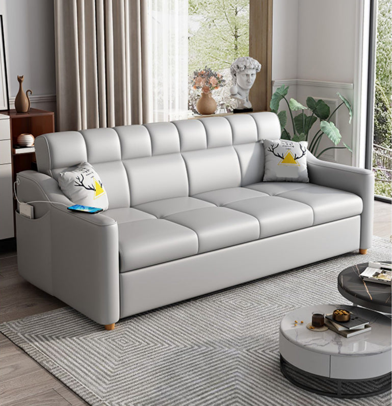 Contemporary Sofa Bed Gray with Storage Cushion Back Upholstered Futon Sleeper Sofa