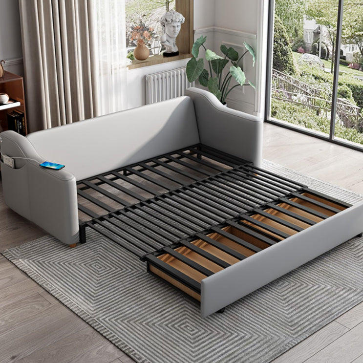 Contemporary Sofa Bed Gray with Storage Cushion Back Upholstered Futon Sleeper Sofa