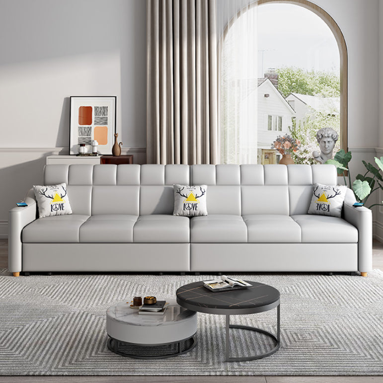 Contemporary Sofa Bed Gray with Storage Cushion Back Upholstered Futon Sleeper Sofa