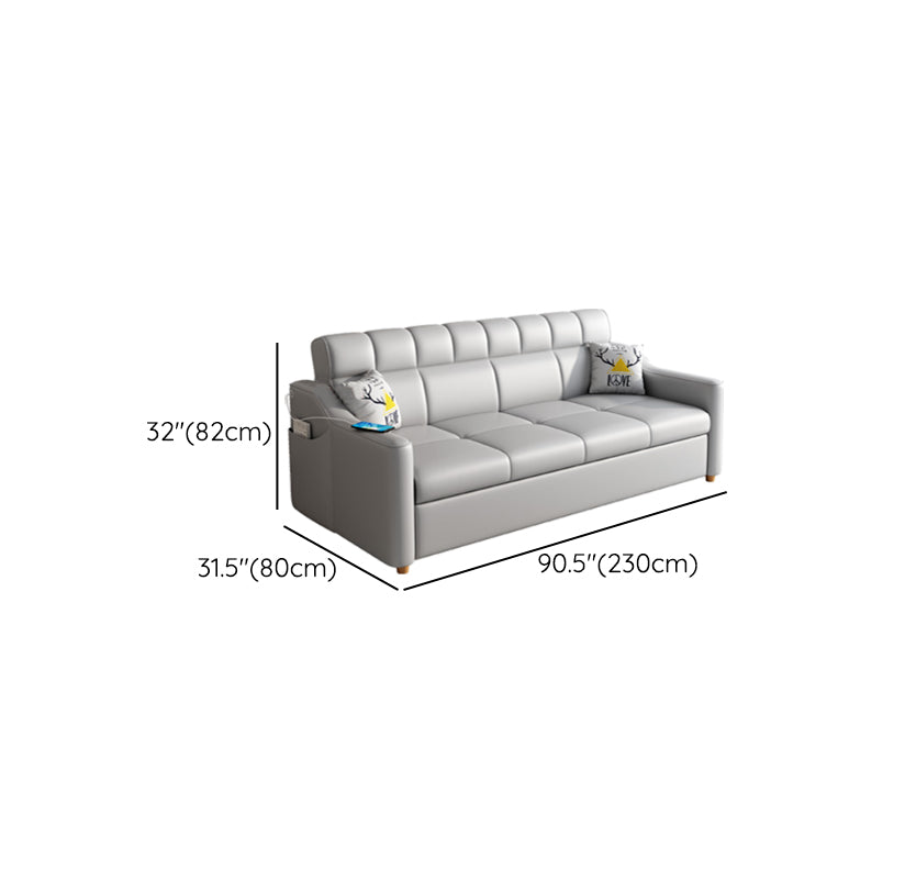 Contemporary Sofa Bed Gray with Storage Cushion Back Upholstered Futon Sleeper Sofa