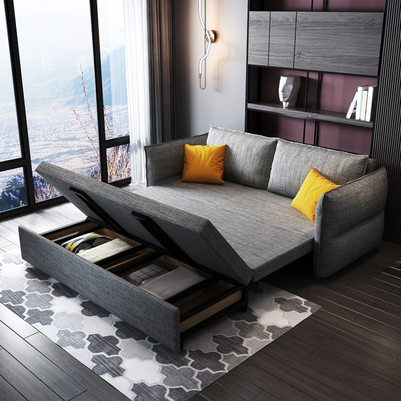 Scandinavian Futon Sleeper Sofa Pillow Back Futon and Mattress with Storage