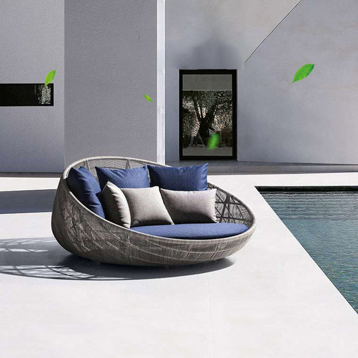 Tropical Patio Daybed Wicker/Rattan UV Resistant With Cushions Fabric
