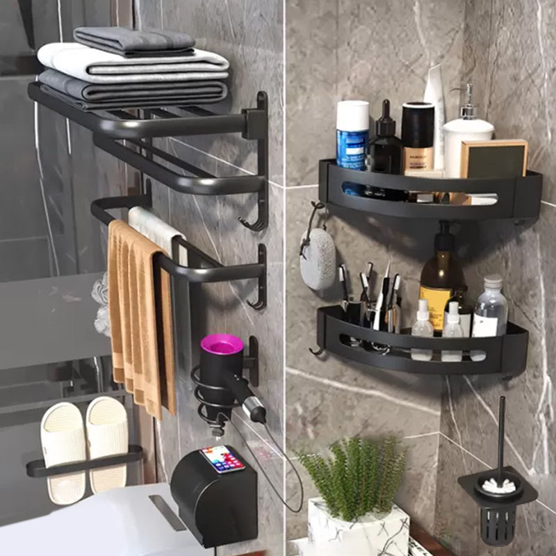 Modern Bathroom Hardware Set Matte Black Metal Bathroom Accessory Kit