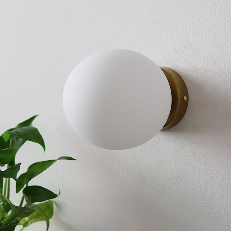 Modern Wall Light Fixture Metallic Wall Light Sconce with Glass Shade for Bedroom