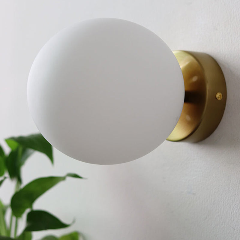 Modern Wall Light Fixture Metallic Wall Light Sconce with Glass Shade for Bedroom