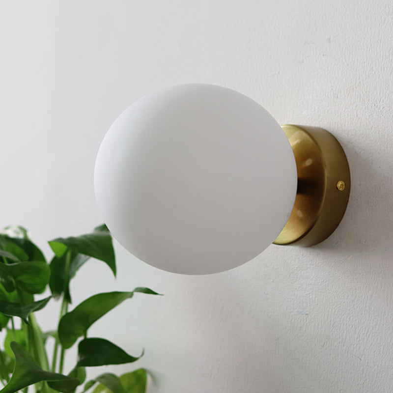 Modern Wall Light Fixture Metallic Wall Light Sconce with Glass Shade for Bedroom