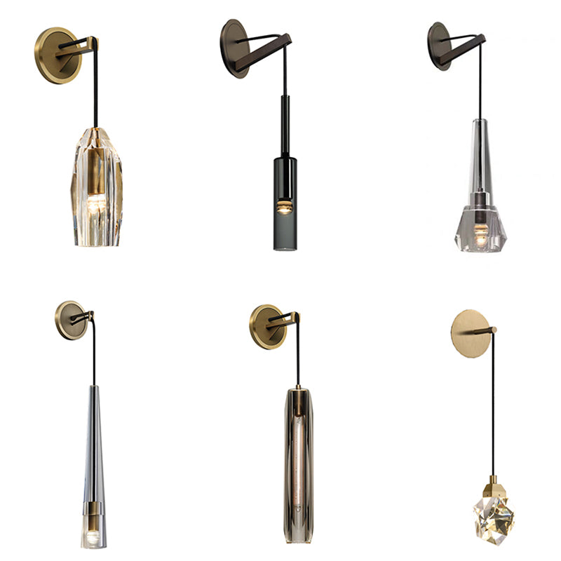 Modern Crystal Shade Wall Lighting Fixtures 1-Light Wall Lamp for Dining Room