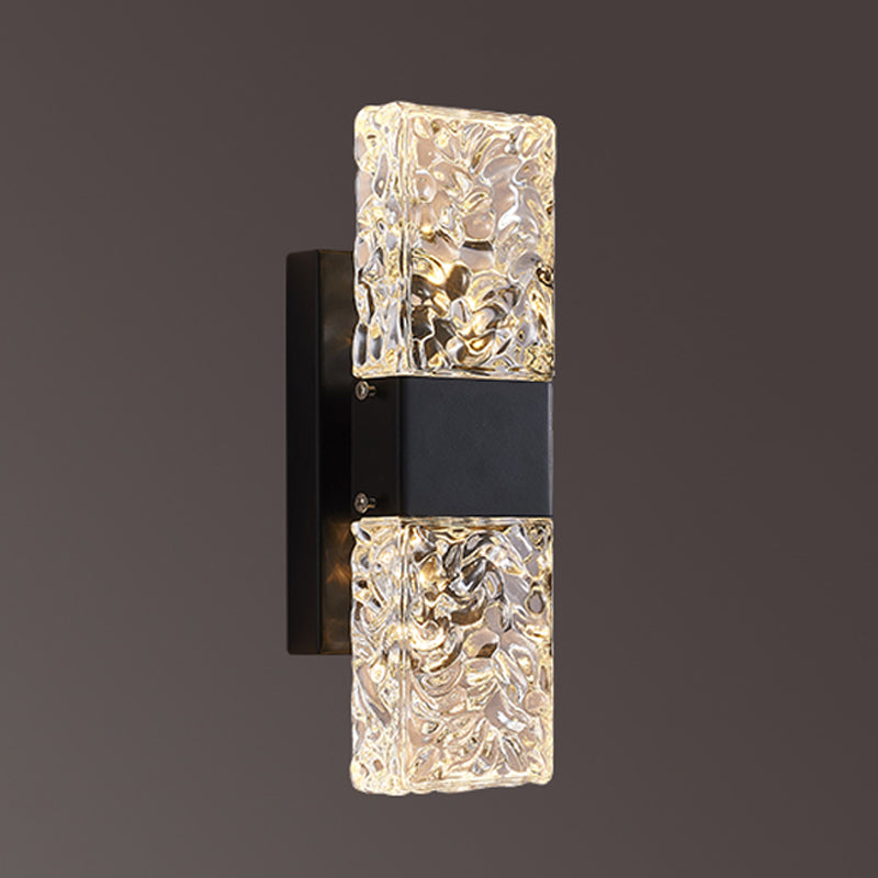 Modern Vanity Lighting Rectangular Wall Light Fixture with Crystal for Bathroom