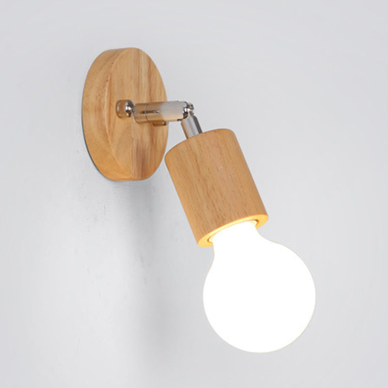 Geometric Shape Wood Vanity Sconce Light Modern Multi-Lights Vanity Mirror Lights in Brown