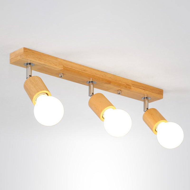 Geometric Shape Wood Vanity Sconce Light Modern Multi-Lights Vanity Mirror Lights in Brown