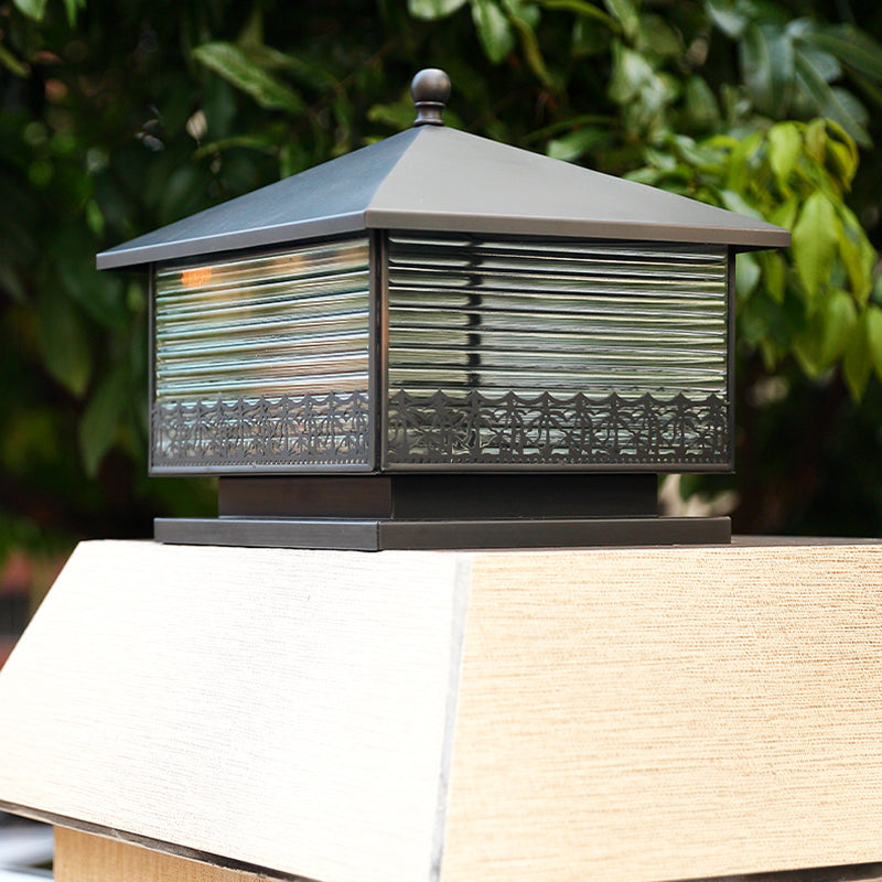 Modern Simple Copper Outdoor Light Square Shape Waterproof Pillar Lamp for Outdoor