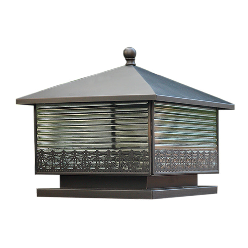Modern Simple Copper Outdoor Light Square Shape Waterproof Pillar Lamp for Outdoor