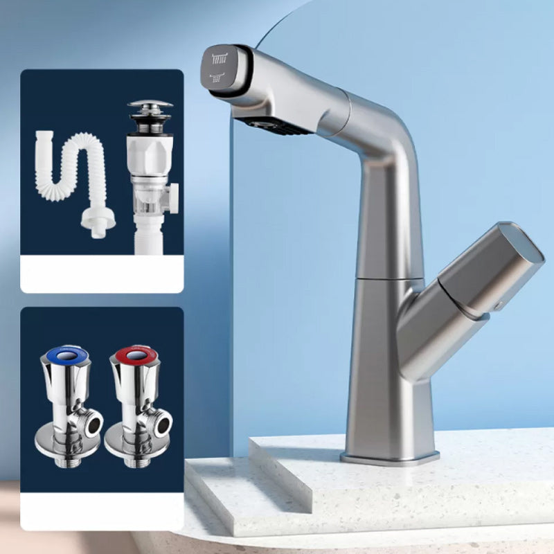 Modern Swivel Spout Vessel Faucet Centerset Bathroom Faucet with Knob Handle