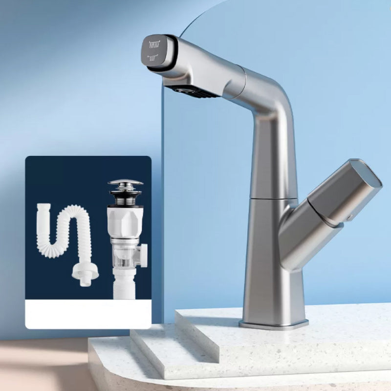 Modern Swivel Spout Vessel Faucet Centerset Bathroom Faucet with Knob Handle