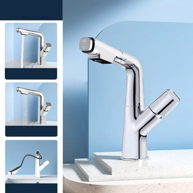 Modern Swivel Spout Vessel Faucet Centerset Bathroom Faucet with Knob Handle