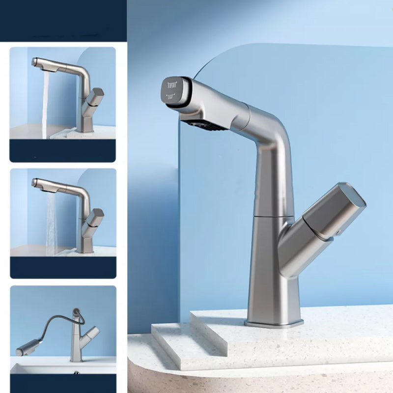 Modern Swivel Spout Vessel Faucet Centerset Bathroom Faucet with Knob Handle