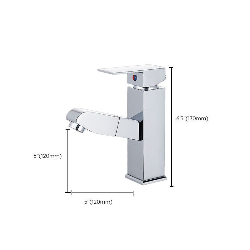 Modern Pull Out Centerset Faucet Single Handle Bathroom Vessel Faucet