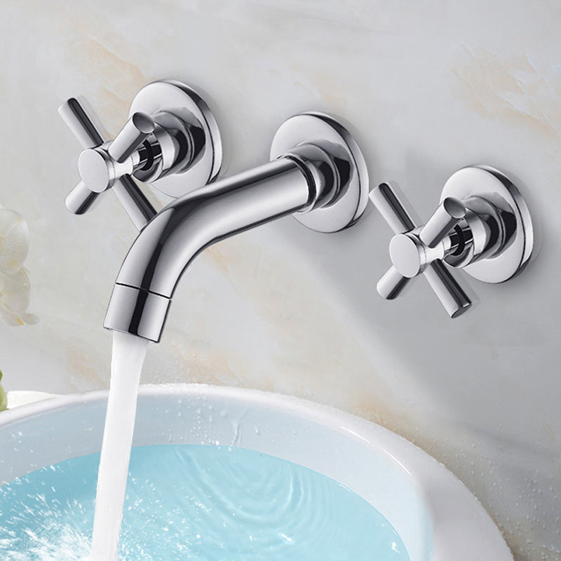 Modern Cross Handle Faucet Solid Color Wall Mounted Bathroom Faucet