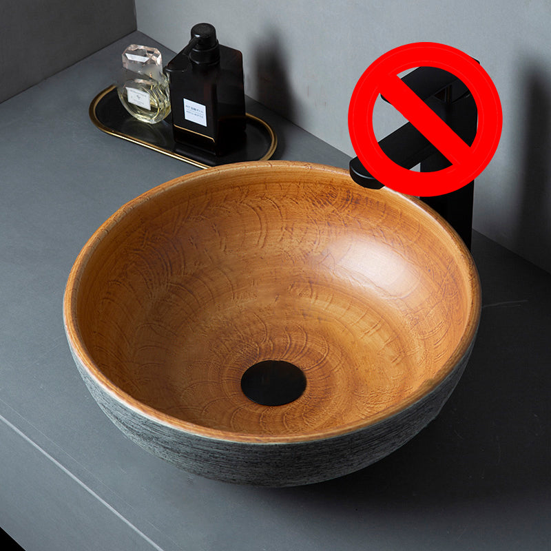 Brown Oval-shape Trough Bathroom Sink Modern Trough Bathroom Sink