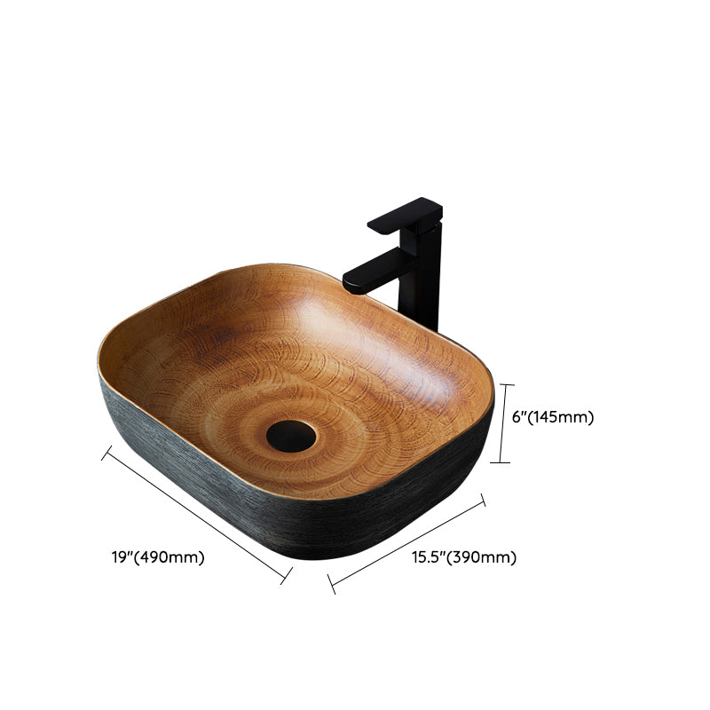 Brown Oval-shape Trough Bathroom Sink Modern Trough Bathroom Sink