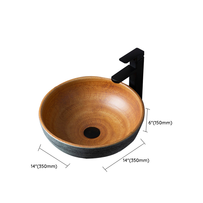 Brown Oval-shape Trough Bathroom Sink Modern Trough Bathroom Sink