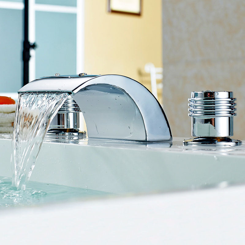 Traditional Roman Tub Faucet Set Copper Fixed Deck-Mount with Handles