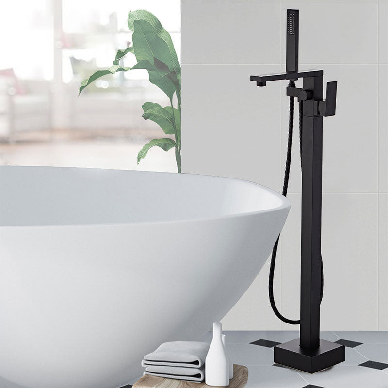 Modern Free Standing Faucet Rod Handle Handheld Shower Head Bathtub Faucet