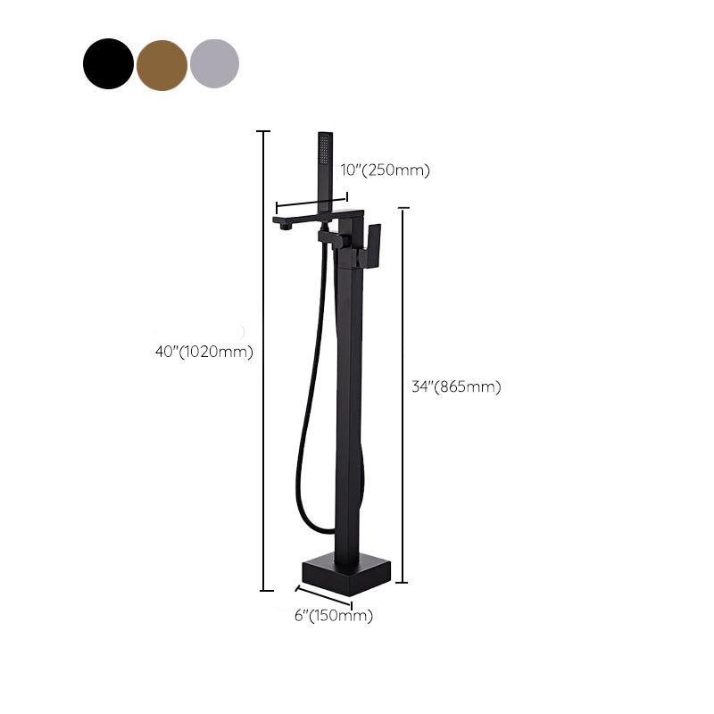 Modern Free Standing Faucet Rod Handle Handheld Shower Head Bathtub Faucet
