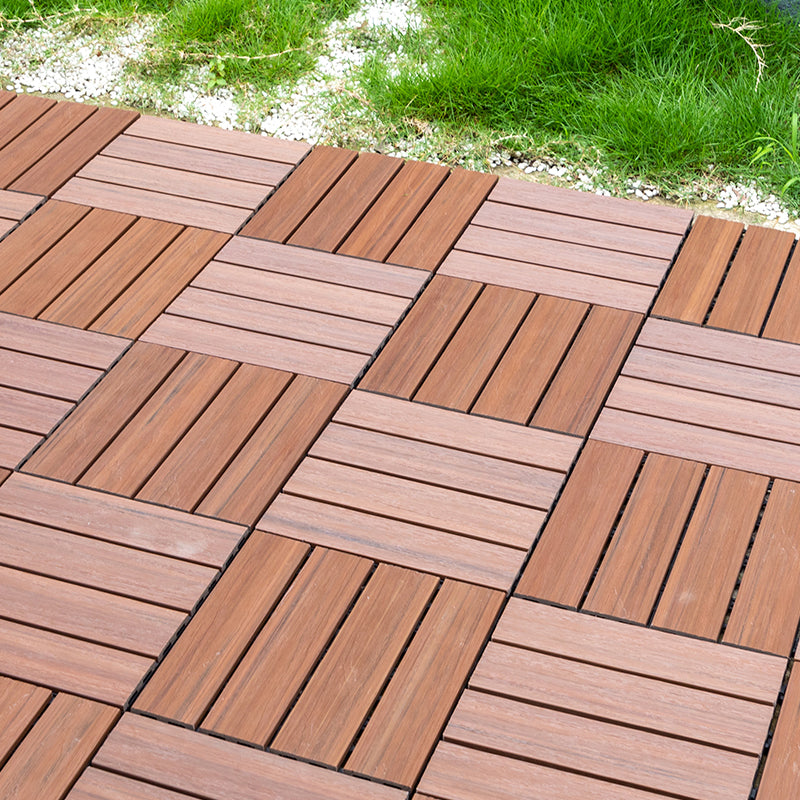 Tradition Square Wood Tile Wire Brushed Brown Engineered Wood for Patio Garden