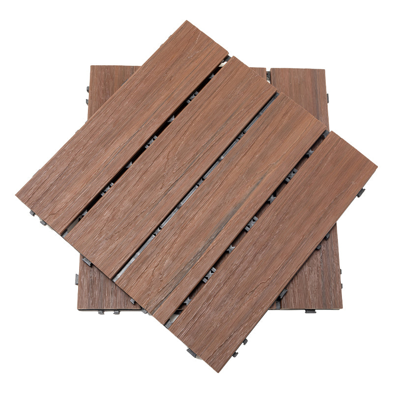 Tradition Square Wood Tile Wire Brushed Brown Engineered Wood for Patio Garden