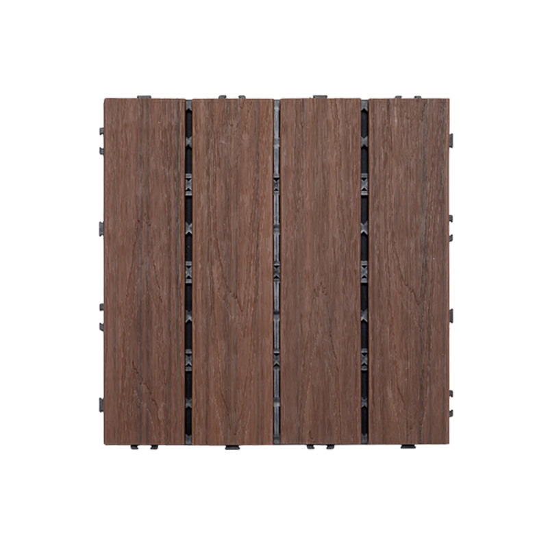 Tradition Square Wood Tile Wire Brushed Brown Engineered Wood for Patio Garden