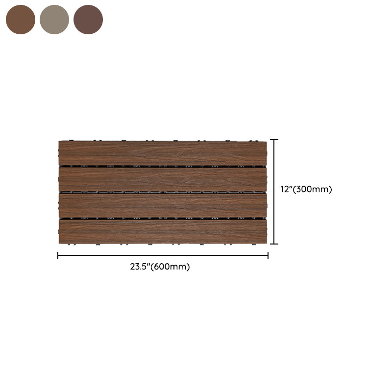 Tradition Square Wood Tile Wire Brushed Brown Engineered Wood for Patio Garden