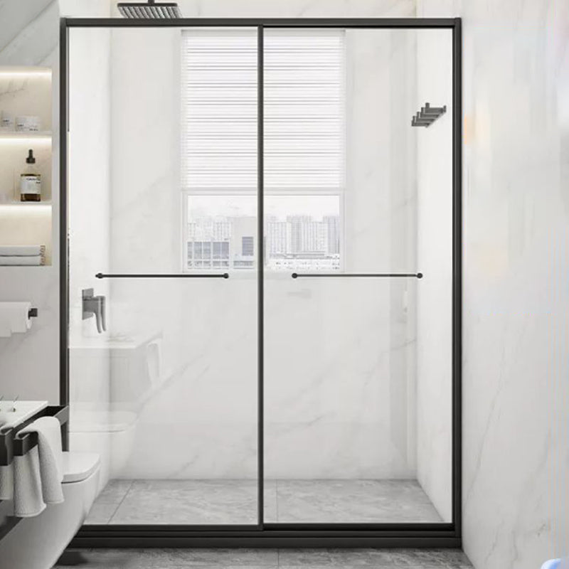 Tempered Shower Bath Door Transparent Metal Framed Sliding Shower Door