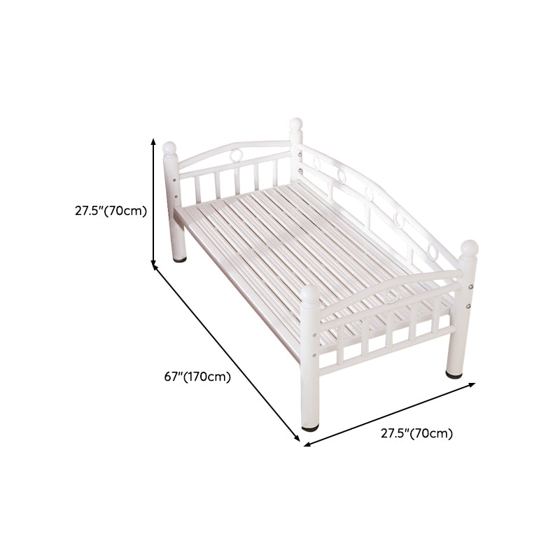 Metal Crib in White Industrial Iron Crib with Guardrails Nursery Bed