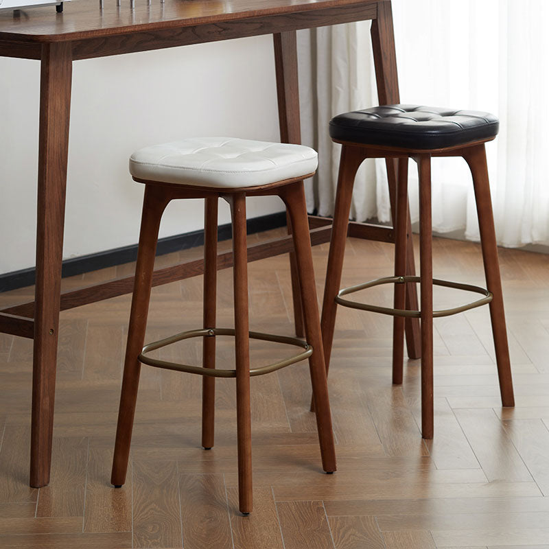 Industrial Style Wood Bar Stool Footrest Counter Stool for Living Room