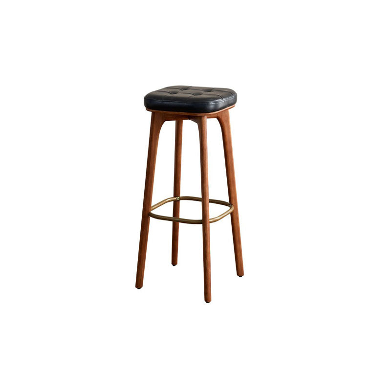 Industrial Style Wood Bar Stool Footrest Counter Stool for Living Room