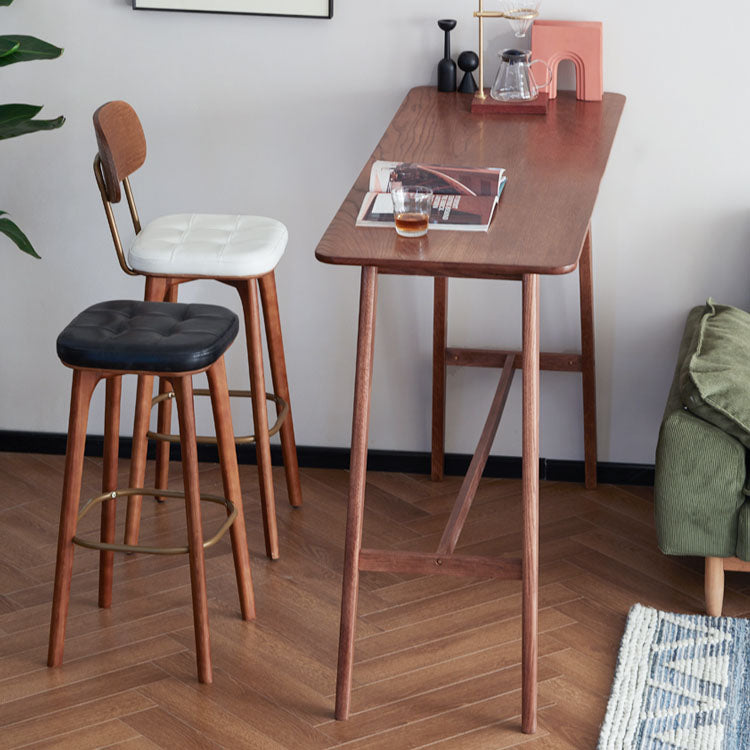 Industrial Style Wood Bar Stool Footrest Counter Stool for Living Room