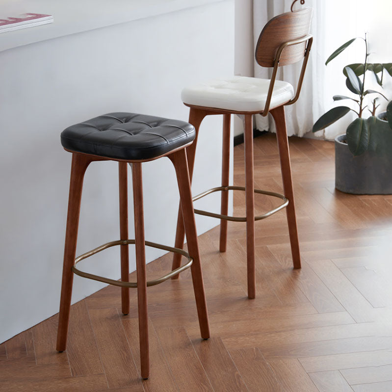 Industrial Style Wood Bar Stool Footrest Counter Stool for Living Room