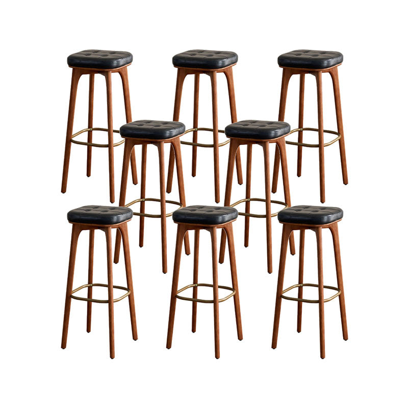 Industrial Style Wood Bar Stool Footrest Counter Stool for Living Room