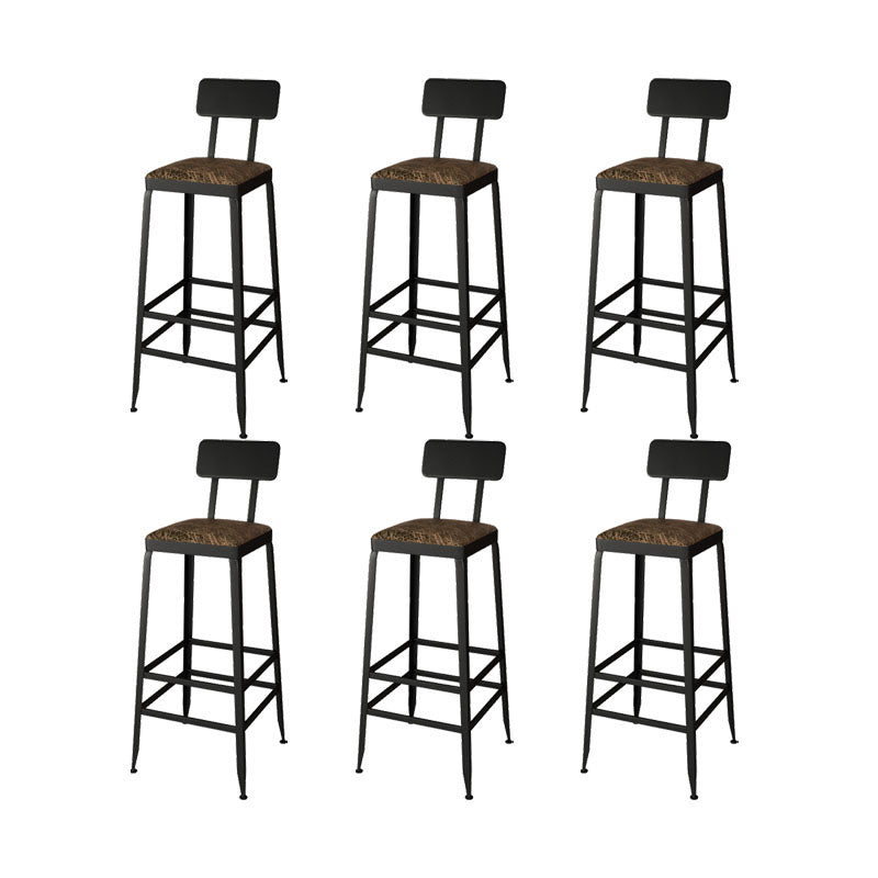 Industrial Faux Leather Dining Stools Armless Bar Stools with Black Metal Base