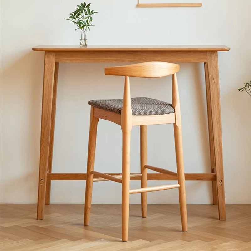 Glam Rectangle Bar Table Set 1/2/3 Pcs Oak Solid Wood Bar Table and Stools in Natural