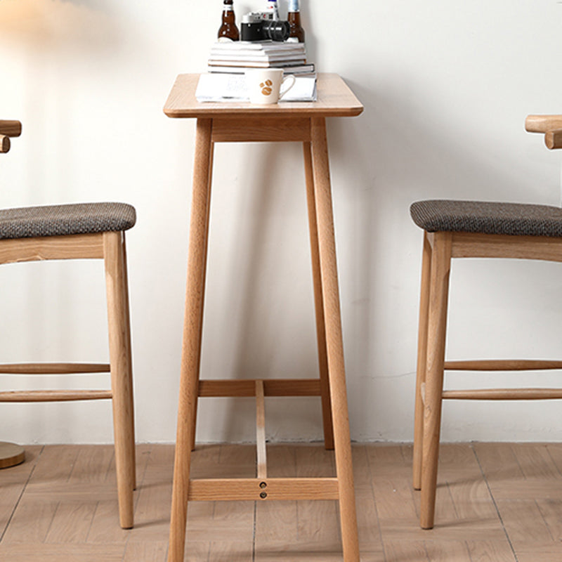 Glam Rectangle Bar Table Set 1/2/3 Pcs Oak Solid Wood Bar Table and Stools in Natural