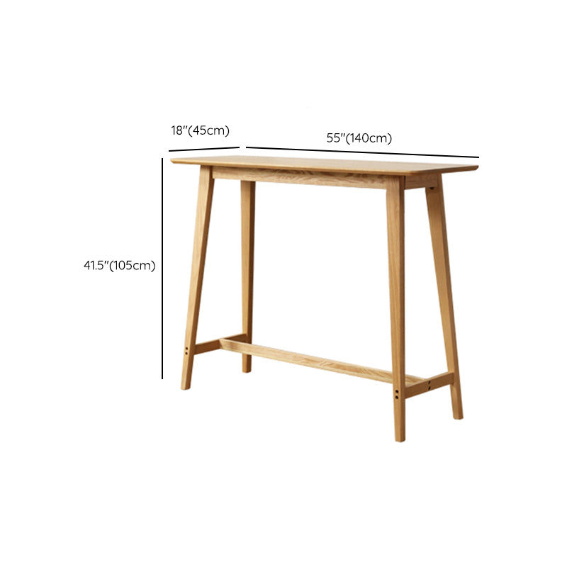 Glam Rectangle Bar Table Set 1/2/3 Pcs Oak Solid Wood Bar Table and Stools in Natural