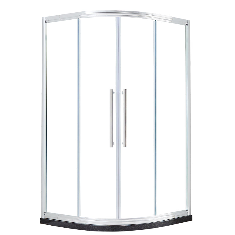 Rounded Framed Shower Enclosure Tempered Glass Double Sliding Shower Kit