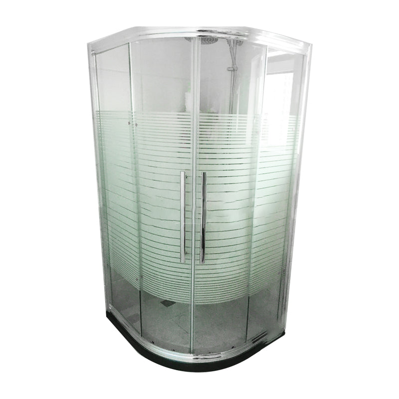 Rounded Framed Shower Enclosure Tempered Glass Double Sliding Shower Kit