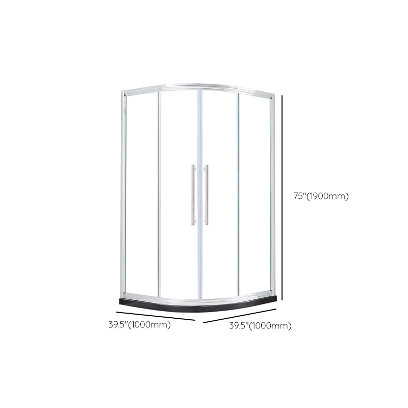 Rounded Framed Shower Enclosure Tempered Glass Double Sliding Shower Kit