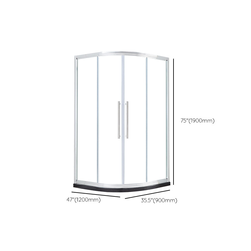 Rounded Framed Shower Enclosure Tempered Glass Double Sliding Shower Kit