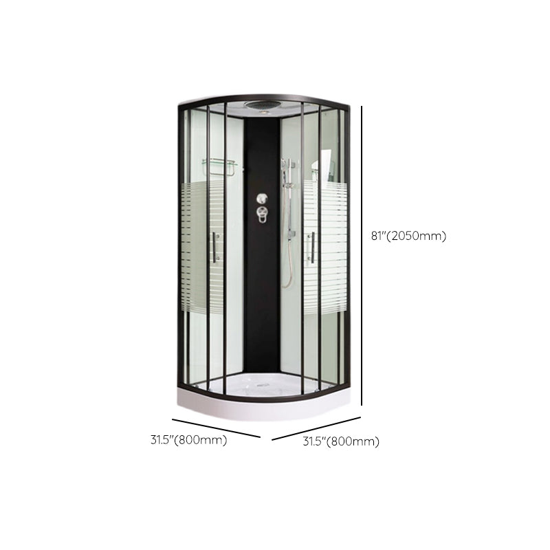 Round Shower Stall Double Sliding Door Tempered Glass Shower Enclosure