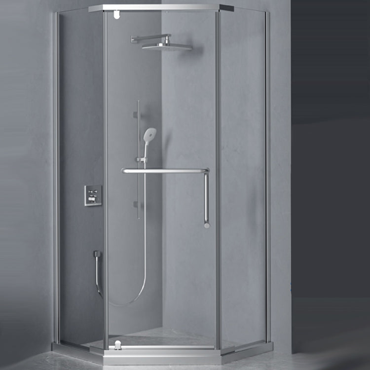 Black and Silver Neo-Angle Shower Enclosure Tempered Glass Shower Enclosure